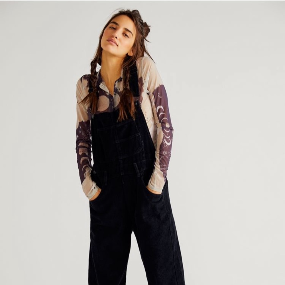 We the Free People cord Ziggy corduroy overalls medium black.